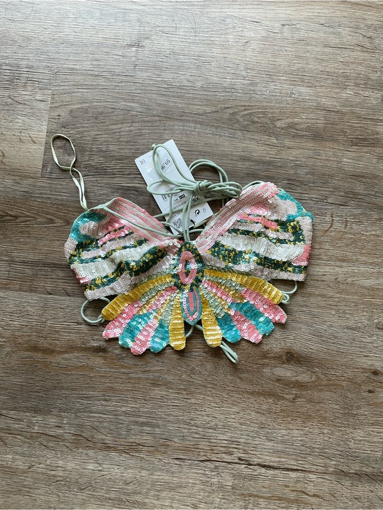 Zara Tops - Zara Multicolor Sequin Butterfly Crop Top